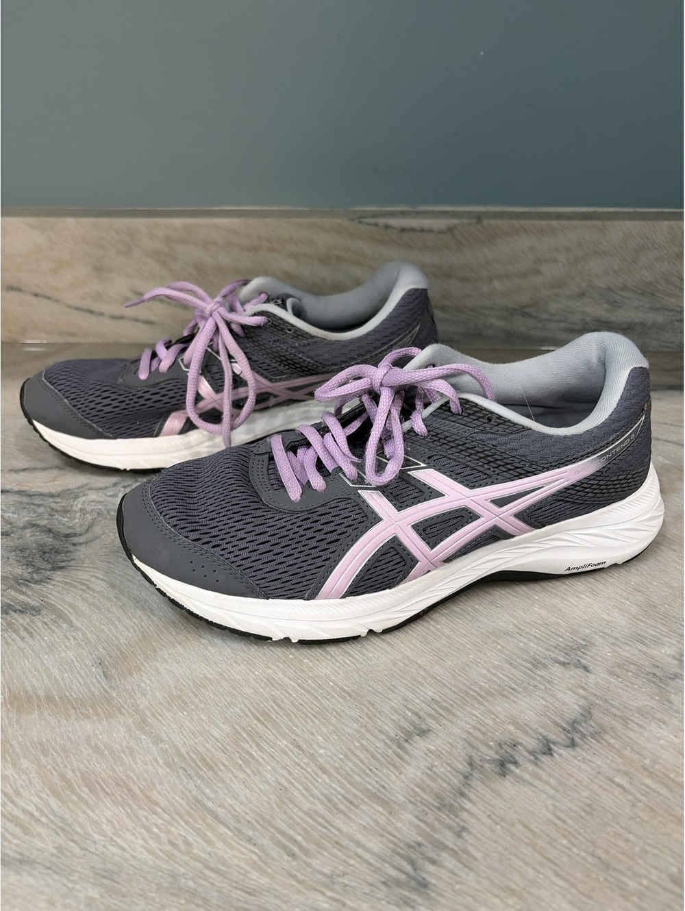 Asics Gel-Contend 6 Running Shoes - Gray & Pink, Women's US 7.5